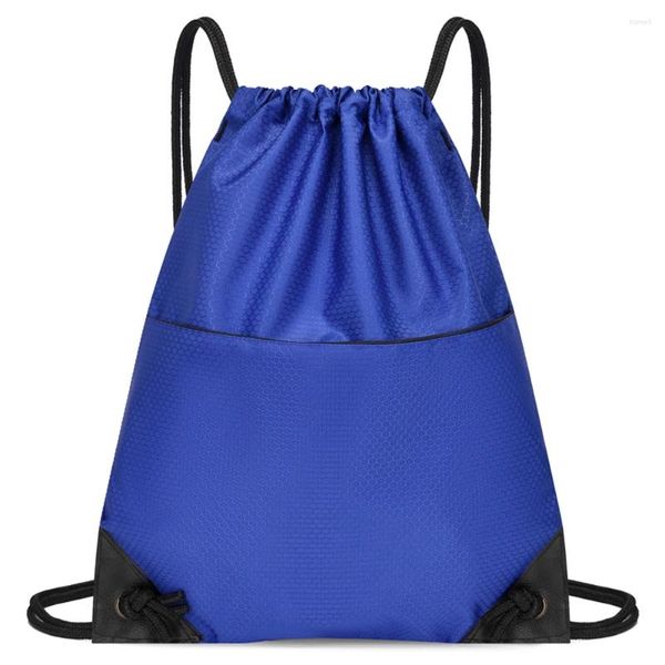 Açık Çantalar Drawstring Sırt Çantası Çanta Su Geçirmez Oxford Bez Çekme Seri Çuval Zip Cep ile Spor Seyahati için