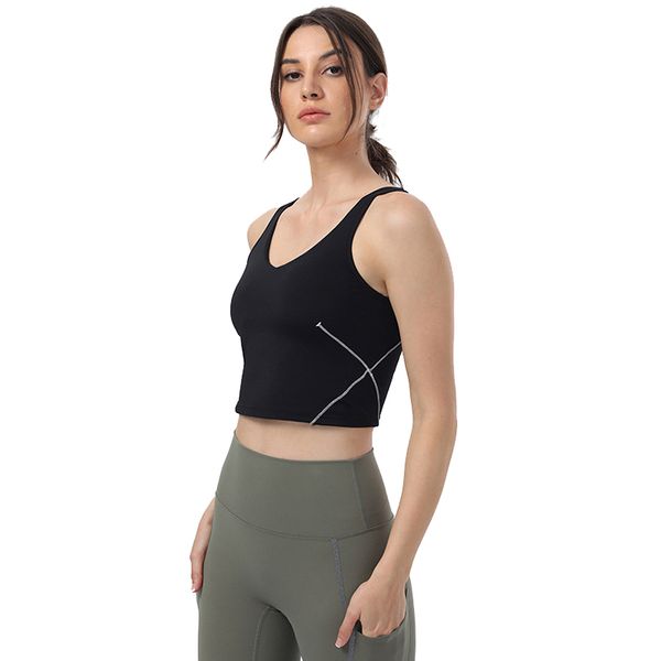 Roupa de ioga U Tipo Back Align Tops Tops Roupos de ginástica Mulheres casuais correndo nus esportes apertados fitness beautiful Roupher colete camisa L-2954