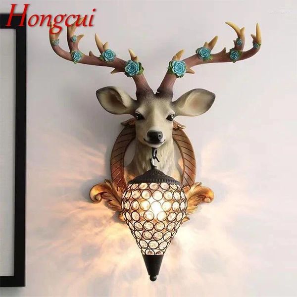 Lâmpadas de parede Hongcui Contemporary Deer Antlers Lâmpada Personalizada e Criativa Sala de Livro Casto do Corredor da Decoração da Decoração