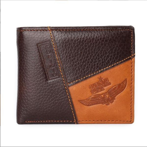 Gubintu Genuine Leather Men Walets Pocket Zipper Carteira de couro masculino Real com moeda de alta qualidade Purse Male Eagle Cartera