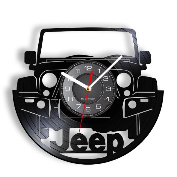 Uhren American Automobile Sport Utility VehicleRepurposed Record Clock Garage Artwork Auto Moto -Auto inspirierte Vinyl -Rekord -Uhren