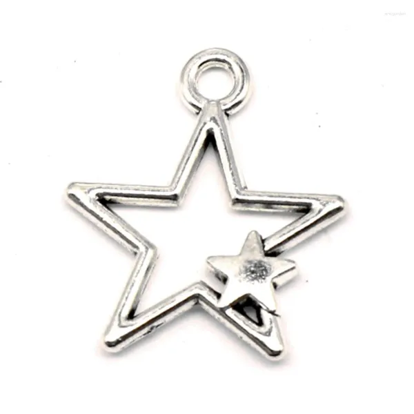 Charms Star pendente per bambini fatti a mano gioielli all'ingrosso 22x26mm 10pcs colore argento antico