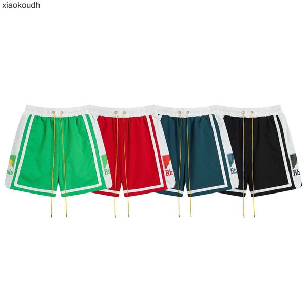 Rhude High -End -Designer -Shorts für trendige High Street Summer Sunset Snowy Mountain Contrast Farbe Spleiß und Freizeit Strand Schnelle Trocknungsshorts Flut mit 1: 1