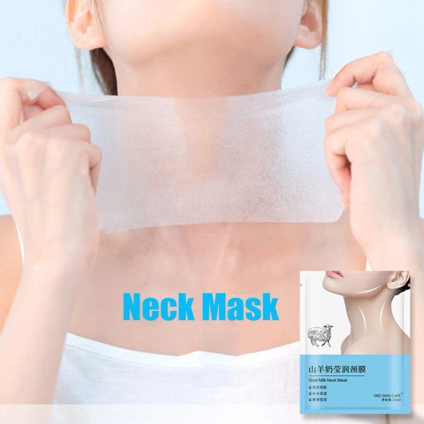 Pescoço 5pcs leite de cabra máscara de pescoço hexapeptídeo Antiwrinklening colágeno Firmagem Antiening Mask