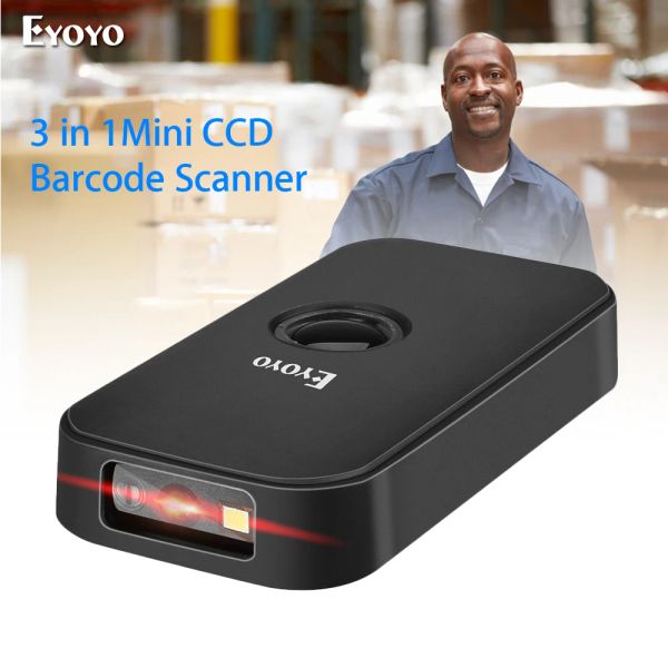 Сканеры Eyoyo Ey009c штрих -кодовый сканер CCD 2.4G Pocket Bt Wired 3In1 Режимы соединения способность декодировать мини -штрих -код Сканер беспроводной