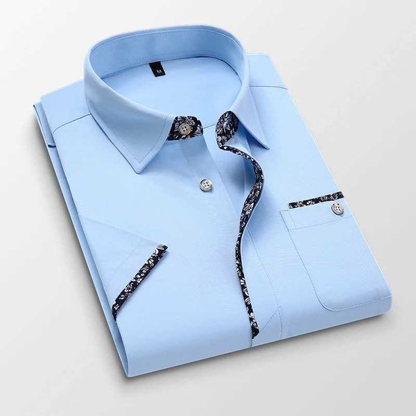 Camisas de vestido masculinas tfetters camisa de verão masculina vestidos casuais lesão curta gole de colarinho de colar de algodão Polter Pocket Design Men Shirt D240507