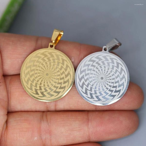 Colares pendentes 2pcs/lote redondo círculo de amuleto para pulseiras de colar Crafts de jóias Fazendo descobertas de aço inoxidável