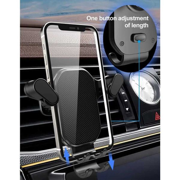 Celular Mounds suportes 2023 Novo portador de telefone de carro de gravidade Air Banch Hook Phone Mount