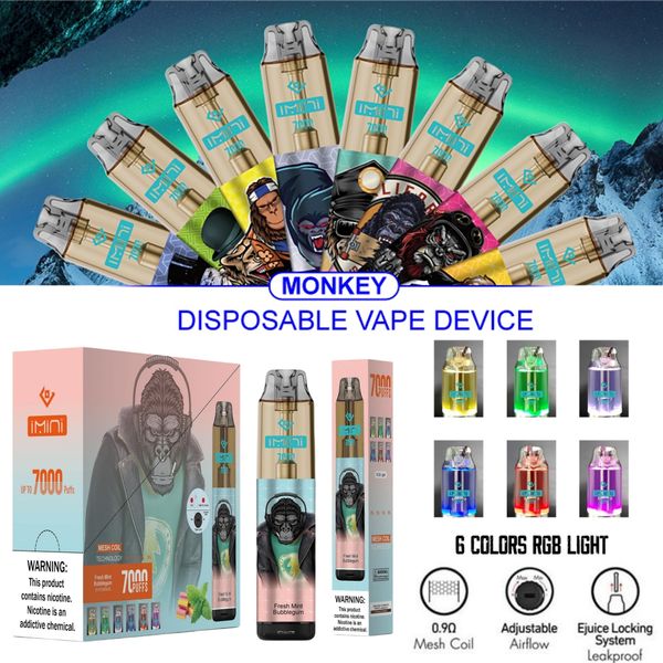 Heißverkauft Tornado 7000 Puffs 7K Einweg-Dampf-Vapes-Stiftölkern-Trennung elektronische Zigaretten 15 ml Schotennetzspule 6 RGB 850 mAh wiederaufladbare luftanpassbare 0% 2% 3% 5%