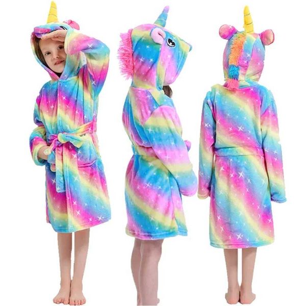 Pijama Kigurumi Çocuk Batrobe çocuklar yıldız gökkuşağı tulum banyosu bornoz hayvanları için kızlar nightown çocukları Sleepwearl2405