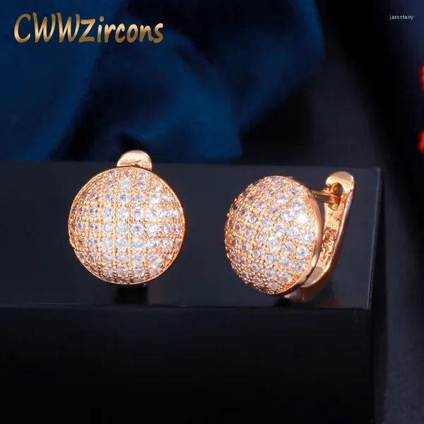 Orecchini per borchie Cwwzirconi classici micro pavimentazione zirconia cubica pietra in pietra per donne alla moda 585 gioielli color oro regalo cz798