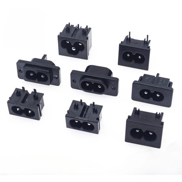 Новая новая 5pcs IEC320 C8 Black 2 Terminal Power Power Sprece Spocket Socket AC 250V 2,5A