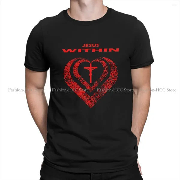 Camisetas masculinas Jesus Christ Polysters Tshirts dentro de tampas engraçadas de camisa de impressão vermelha simples homme