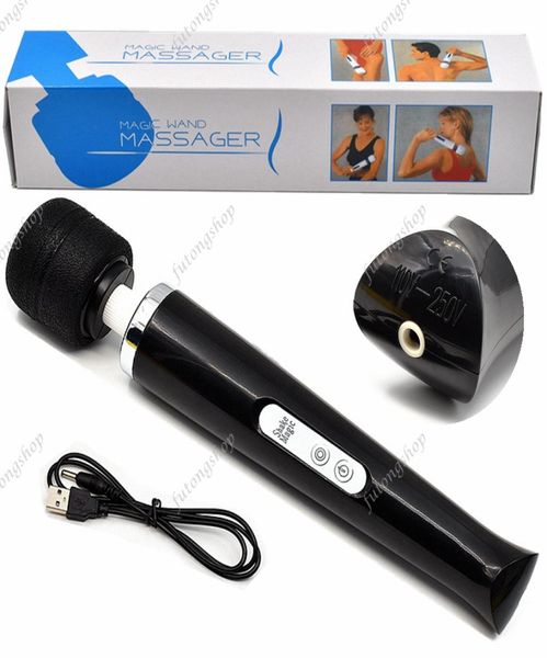 Magic Wand Massager 30 velocidades recarregáveis de vibrador preto sem fio Massage