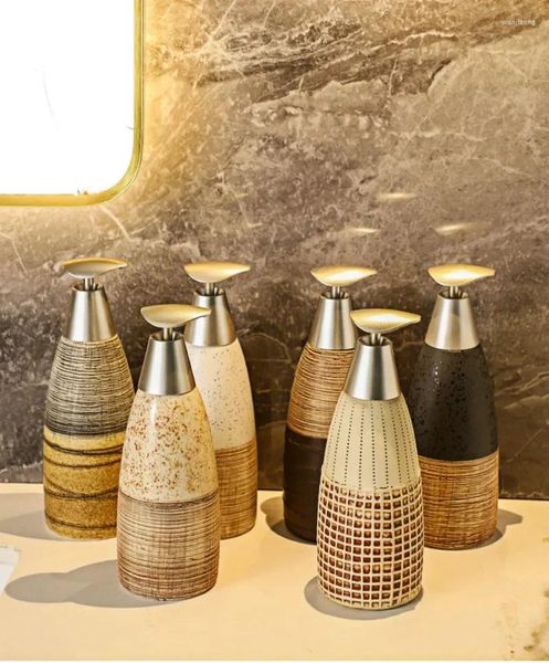 Garrafas de armazenamento dispensador de sabão retro cerâmica desinfetante para o shampoo chuveiro gel recarregável loção de garrações de garrafas
