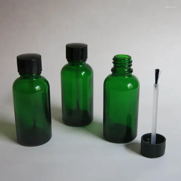 Garrafas de armazenamento atacado 30 ml de escova de vidro verde Óleo essencial com soro