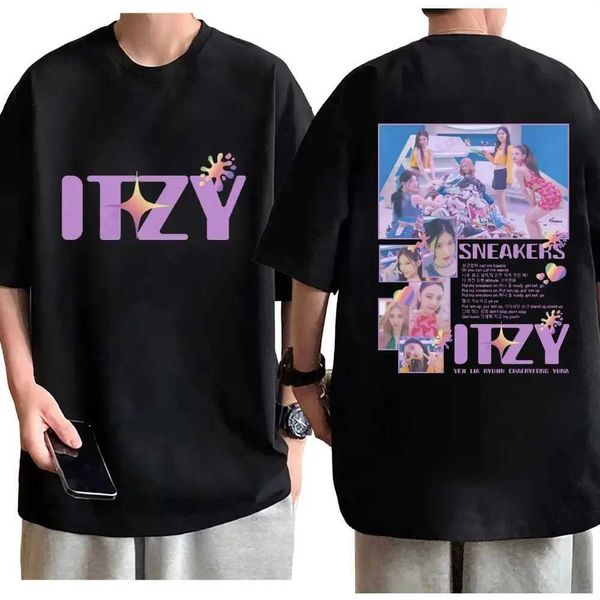 T-shirt maschile Itzy Girl Band Aesthetics Graphic Tants Trend Fashion YK2 Short Slve T-shirt harajuku Kpop T-shirt oversize Unisex T240506