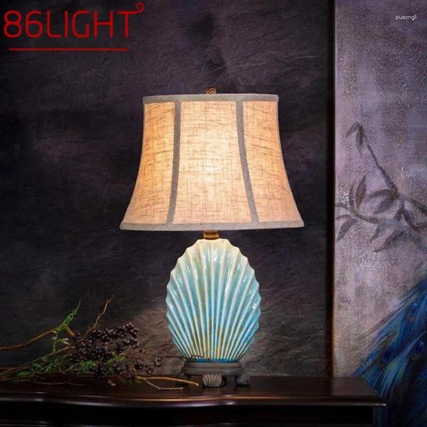Настольные лампы 86light Ceramic Lamp Современная креативная светодиодная форма легкая оболочка для домашней гостиной для спальни спальни постели