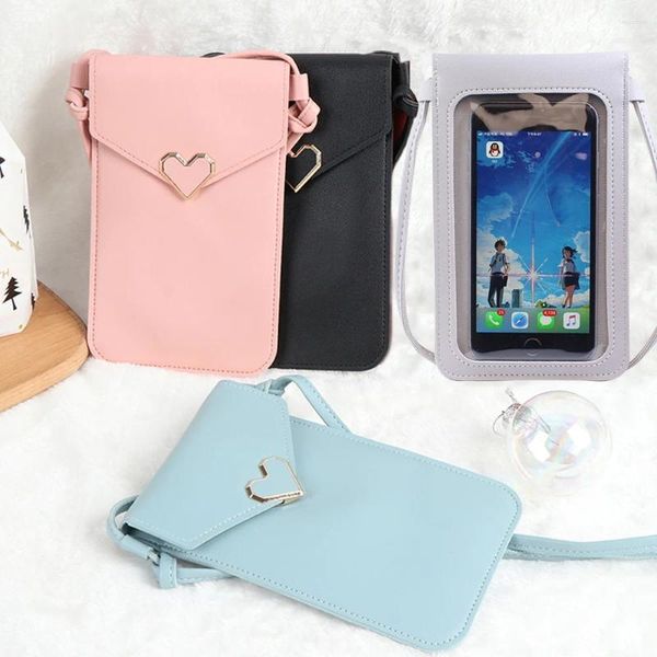 Bolsas de compras Mulheres Crossbody ombro de celular Bolsa de proteção Caso de proteção PU CAULHA MINI BANDO Organizador de cartão universal Satchels Universal