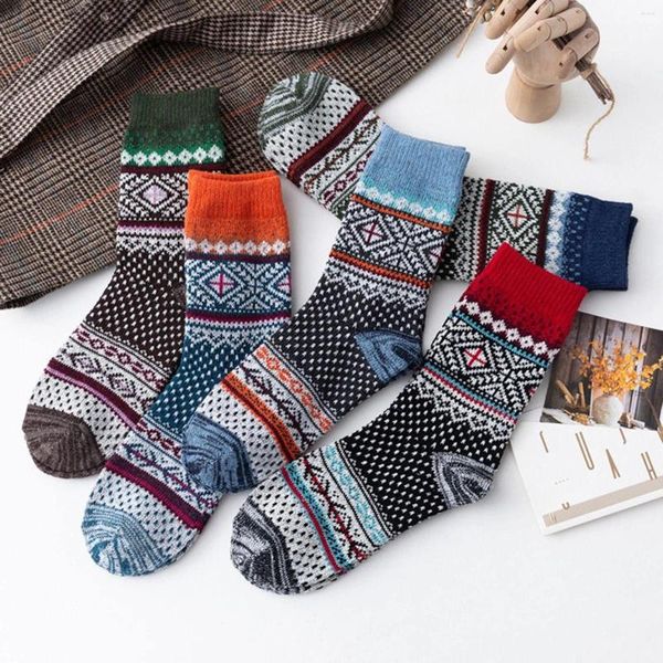 Frauen Socken Herbst Winter Warm Herren verdicken thermische Wollmode lässige Harajuku Spanische nationale Stilgeschenkstrümpfe