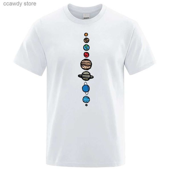 Camisetas masculinas Nove planetas Mens universo universo Solar Syst Men Short Seves Loue Opendedizes de Golago O-Golago Cregodizador Strt Roupas H240507
