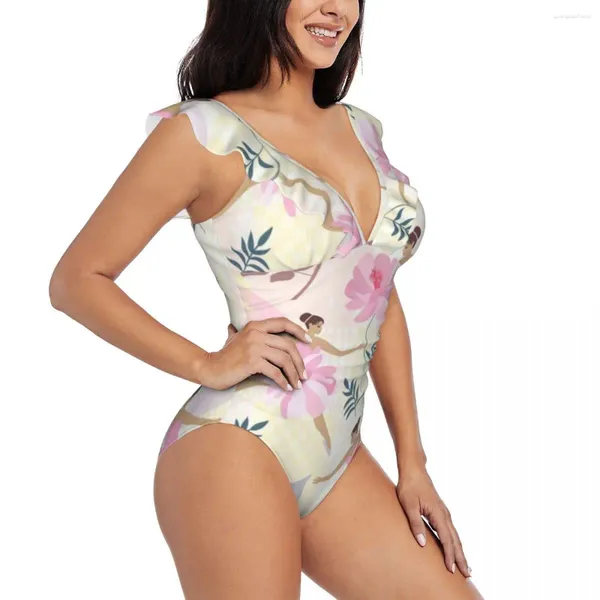 Costumi da bagno femminile sexy un costume da bagno a un pezzo spingendo girls simpatiche ragazze roses donne arruffare costumi da bagno monokini