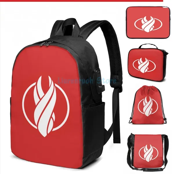 Mochila Funny Graphic Print Red Marker (3) USB Charge Men School School Bag Laptop de viagem