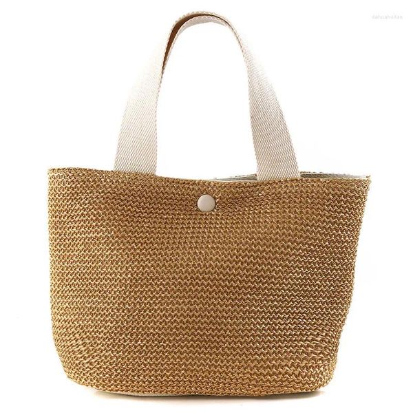 Umhängetaschen lässige Rattan Frauen Handtaschen Sommer Strand Stroh Weiden gewebte weibliche Tasche mit hoher Kapazität Dame Buckets Bag