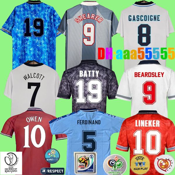 Gascoigne Southgate retro futbol formaları 1990 92 96 Euro Cup Shearer Owen 98 Rooney Gerrard Lampard 2000 02 04 06 Klasik Vintage Englands Futbol Gömlekleri