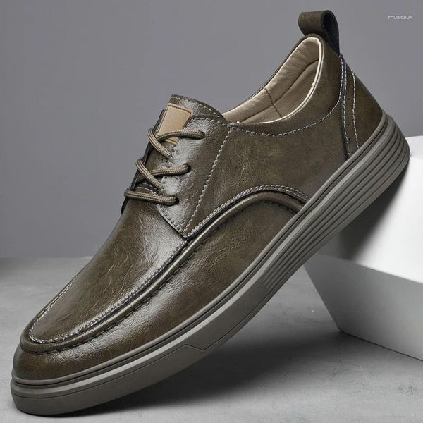 Sapatos casuais masculinos clássicos tênis respiráveis homens de couro genuíno