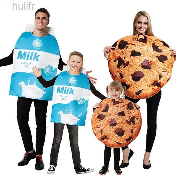 Abiti abbinati in famiglia Cookies divertenti per il latte alimentare Cosplay Costumi di Halloween per donne adulti per bambini Gruppo di Natale Outfit di abbinamento in famiglia D240507