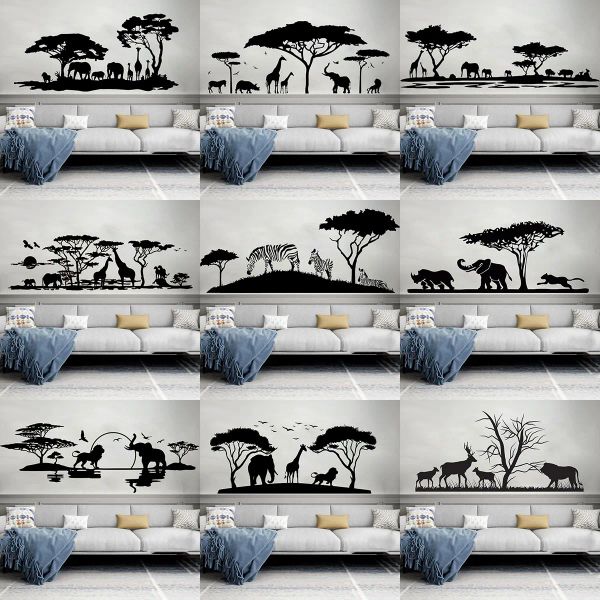 Adesivos adesivos africanos safari decalque de parede de vinil adesivos decoração de casa africa parede de parede de parede de decalque decoração de decoração de decoração de arte