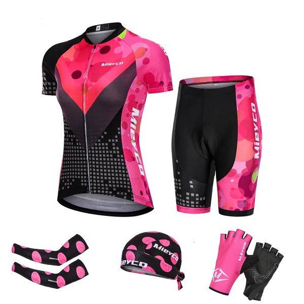 Bike Team Womens Outfit Anzug MTB Cycling Trikot Kleidung 5d Gel -Pad Set Summer Mountain Bicycle Kear mit kostenlos 240506