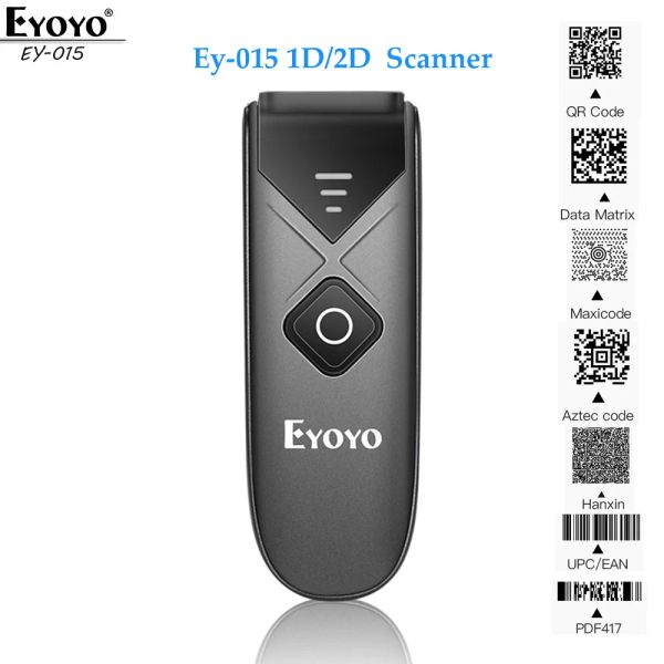 Сканеры Eyoyo EY015 Мини -штрих -кодовый сканер USB Wired 2,4G Беспроводной 1D 2D QR PDF417 Шэрик -код для iPad iPhone Android ПК ПК