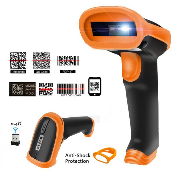 Scanners Kefar Automatico 2D Wireless QR Ccode Scanner PDF417 2.4G CODICE USB Supporto Lettore Supporto Supermercato POS Terminal Retail Shop