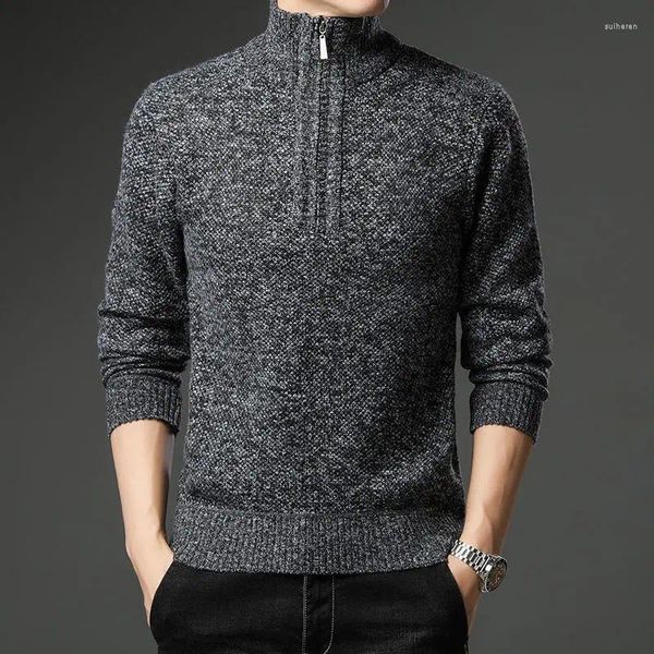 Erkek Sweaters Sonbahar Kış Kpop Moda Harajuku Erkekler Katı Üstler Sıradan Tüm Maçlar Fanila Kalın Gevşek Uzun Kollu Y2K Erkek Giysiler