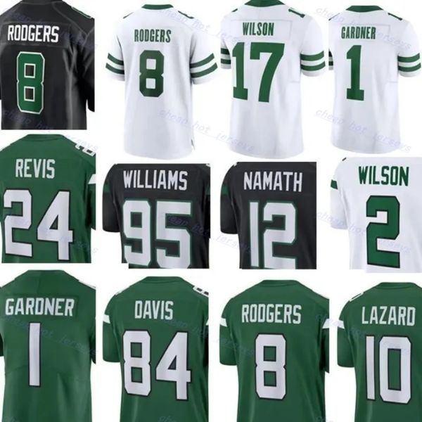 Ahmad Sauce Gardner Zach Garrett Wilson Custom Football Trikot Quincy Quinnen Williams Aaron Rodgers Breece Hall Dalvin Cook Will McDonald IV CJ Mosley Bryce Huff