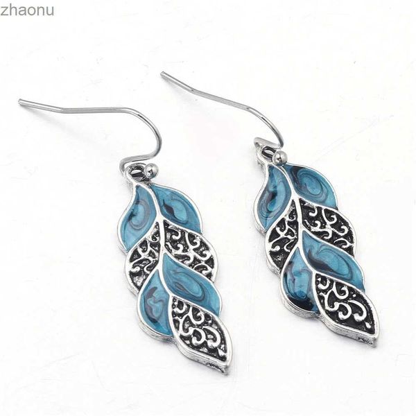 Dangle Kronleuchter Bohemian Retro Indian Style Blau Wirbel Drop Ohrringe geeignet für Frauenheizfischerhaken Ohrringe Girl Geschenk xw