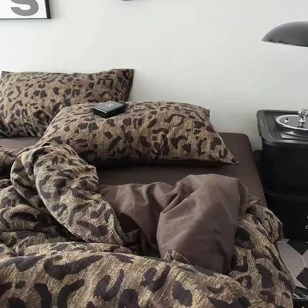 Bedding conjuntos de capa de edredão de impressão de leopardo conjunto
