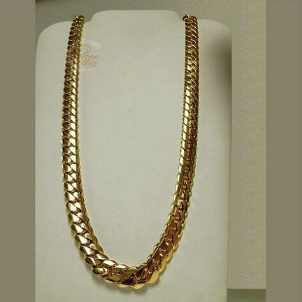 14K Gold plattiert Miami Herren Kubaner Bordsteinkette Halskette 24 302o
