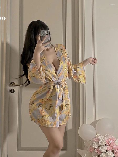 Sıradan Elbiseler Askı Seksi Seksi İnce Kapalı Pijamalar Tutkulu Titrak Dantel Yukarı Yaz Günaha Cazibesi Olgun Göğüs Sarma 2te6