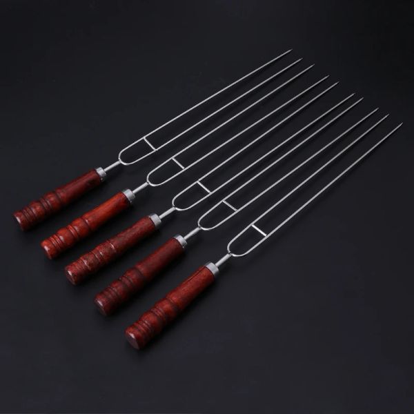 Grills D2 5pcs torrequinhos de torrefação com bolsa de saco de cachorro -quente skewers churrasco garfy portátil churrasqueira ferramenta ao ar livre DLS Acessórios para churrasqueiras de churrasco