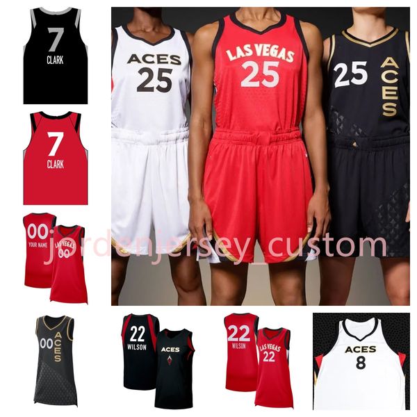 0 Jackie Young 7 Alysha Clark 2024 Las Women Basketball Vegas Aces Custom Stitched Jerseys 10 Kelsey Plum 33 Kitley 22 A'ja Wilson 24 Jones 14 Hartley 20 Martin 15 Джексон