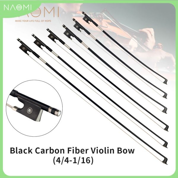 Chitarra Naomi 5pcs Black Carbon Fibre Violin Bows 4/41/16 AAA Grado Mongolia Capelli ebano rana per occhio parigino fila dritta