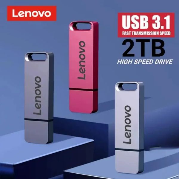 Adattatore Lenovo 2 TB 1 TB Metal USB 3.1 Flash Drives 512 GB ad alta velocità Pendrive 256GB USB Drive da 128 GB Memoria Flash Disk flash per computer PC