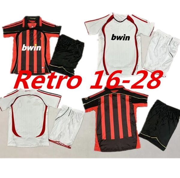 06/07 AC Maglie da calcio retrò kit per bambini kit di calcio Kaka R. Carlos Camisa de Futebol Shirt da calcio Rivaldo Classic Vintage Jersey 999