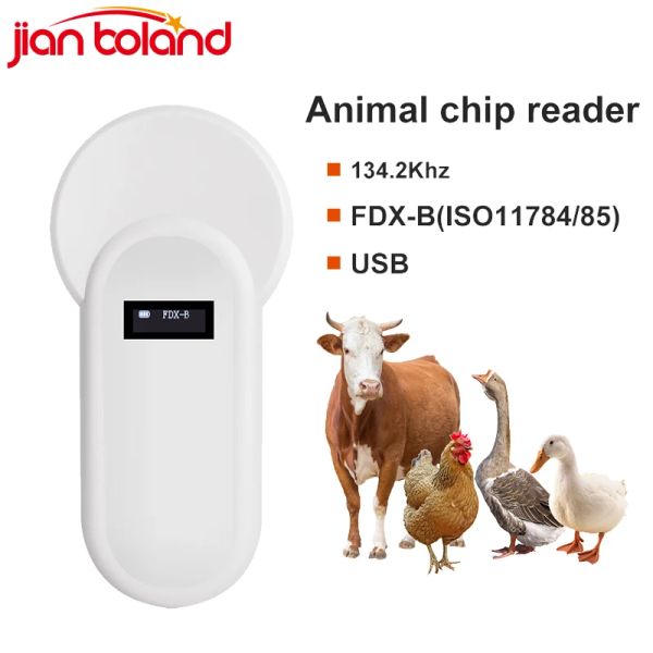 Scanner 134.2khz Animal RFID Reader ID PET Microchip Scanner FDXB ISO11784/85 Reader tag a gocce di vetro per bovini gatti gatti pollame