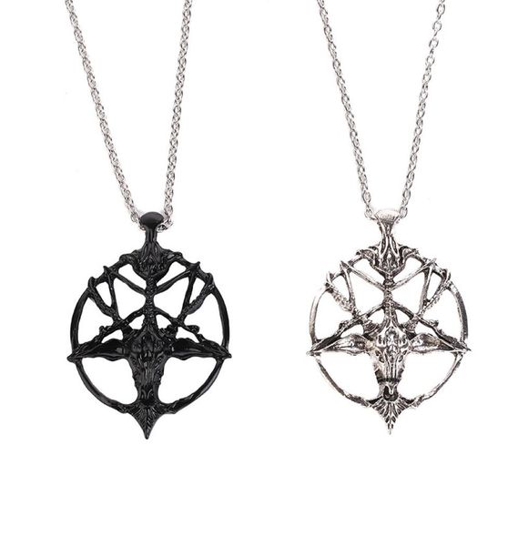 Fashion Pentagram Pan God Schädel Ziegenkopf Anhänger Kette Halskette Unisex Luck Legierung Retro Vintage Jewelry3102499