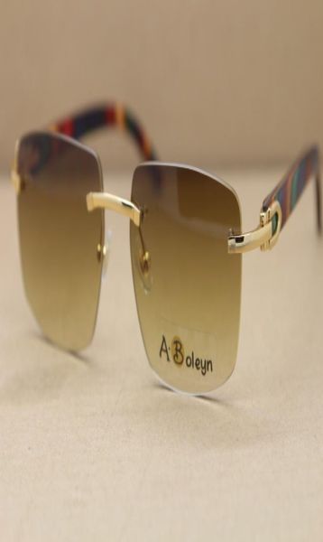 Популярные солнцезащитные очки Женщины Золотые деревянные очки Рамки без оправы 8300816 Солнцезащитные очки мужчины знаменитые C