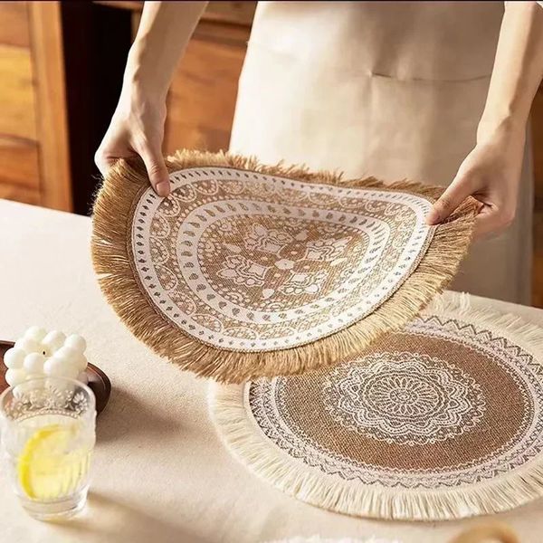 Round Placemat Table NONSLIP JUTE TATS PARA ACESSORES DE DOR ACESSÓRIOS DE DINA